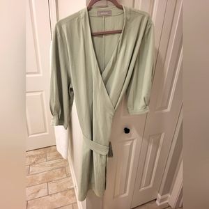 Everlane Japanese GoWeave Women's Wrap Dress Mint Green Size 14